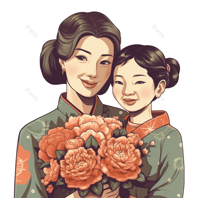 复古图片,人物素材元素,鲜花PNG,卡通人物素材免抠素材